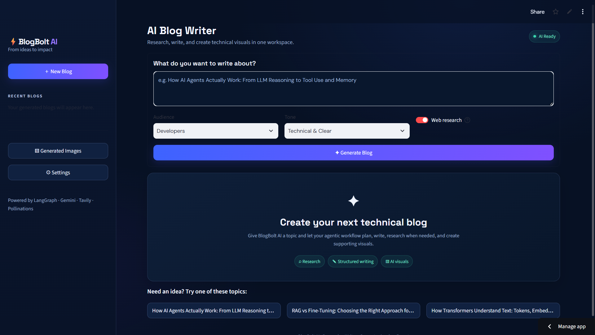 BlogBolt AI project screenshot