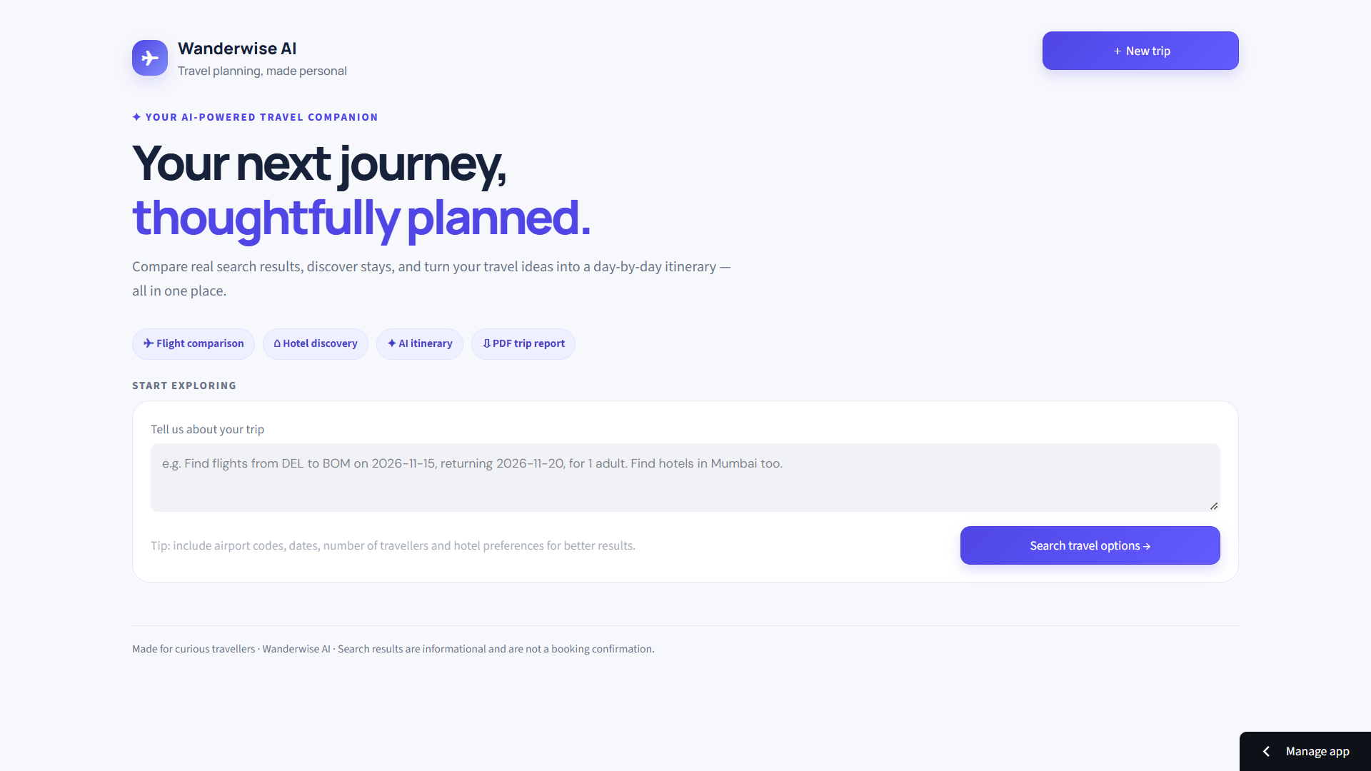 Wanderwise AI project screenshot